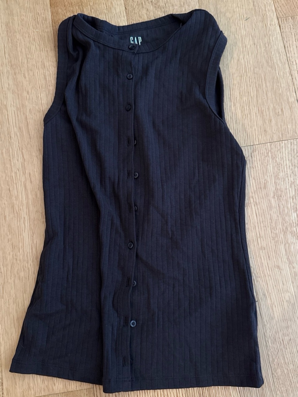 GAP BROWN Ribbed Button-Front Sleeveless Tank